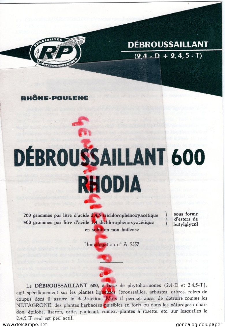 75-PARIS-LIVRET RHONE POULENC USINES CHIMIQUES-22 AVENUE MONTAIGNE-DEBROUSSAILLANT 600 RHODIA - Landwirtschaft