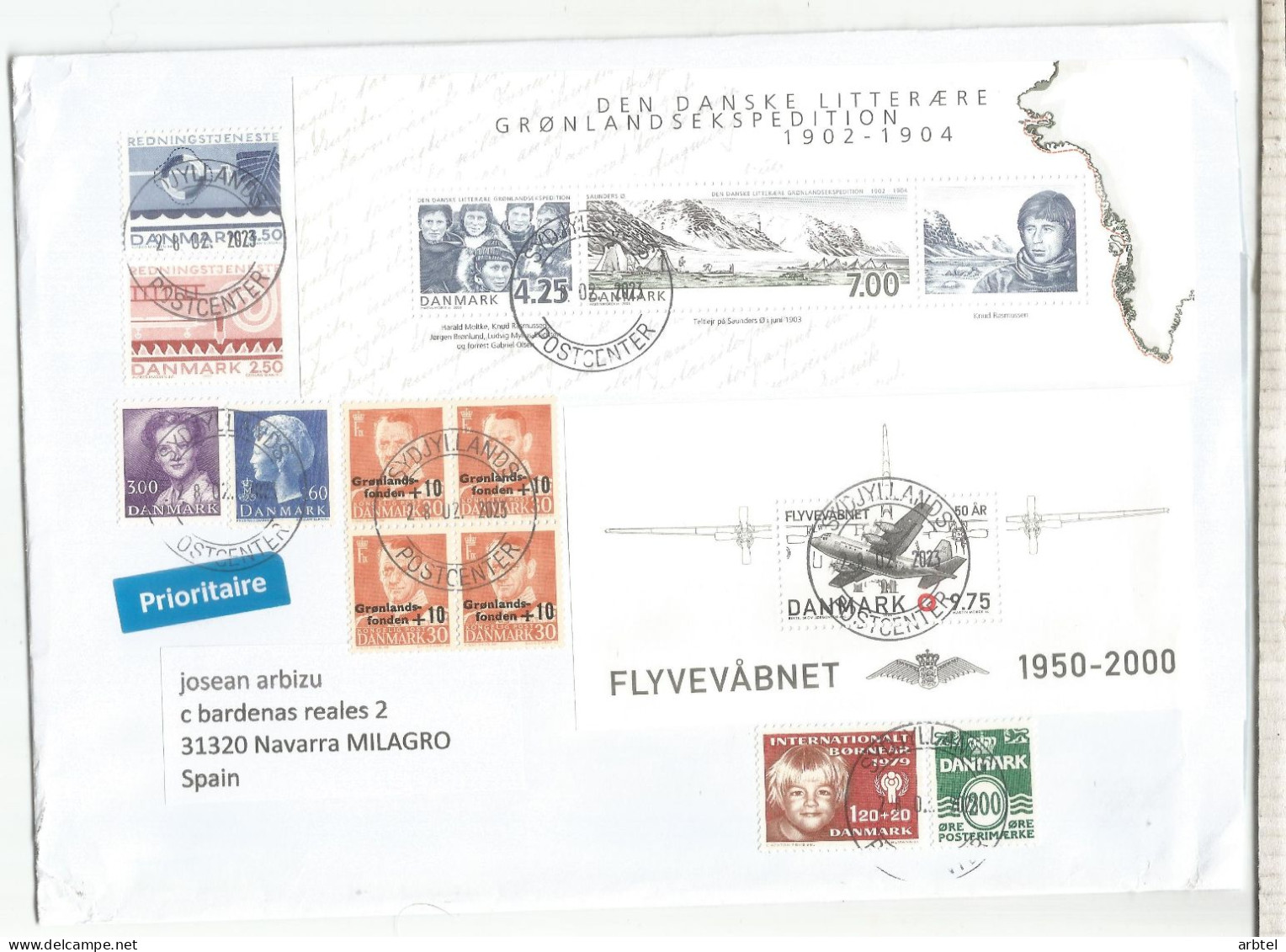 DINAMARCA CC SELLOS AVION PLANE EXPEDICION A GROENLANDIA - Storia Postale