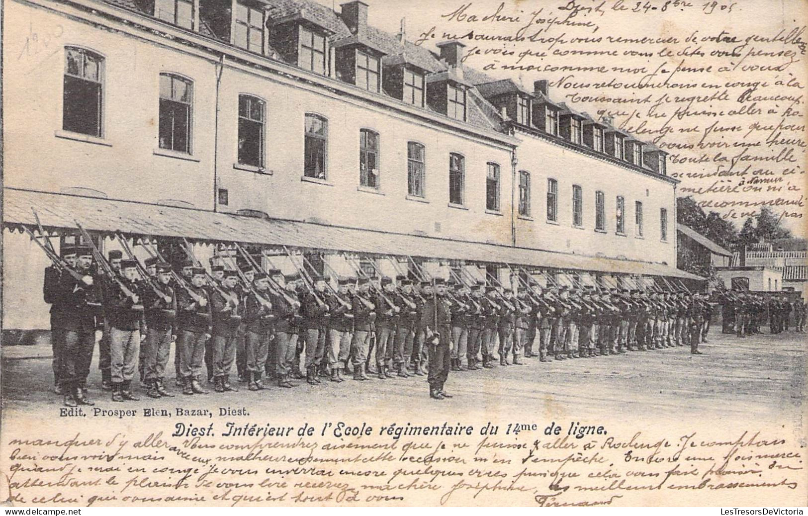 Belgique - Diest - Intérieur De L'école Régimentaire Du 14ème De Ligne - Soldat - Fusil  - Carte Postale Ancienne - Leuven