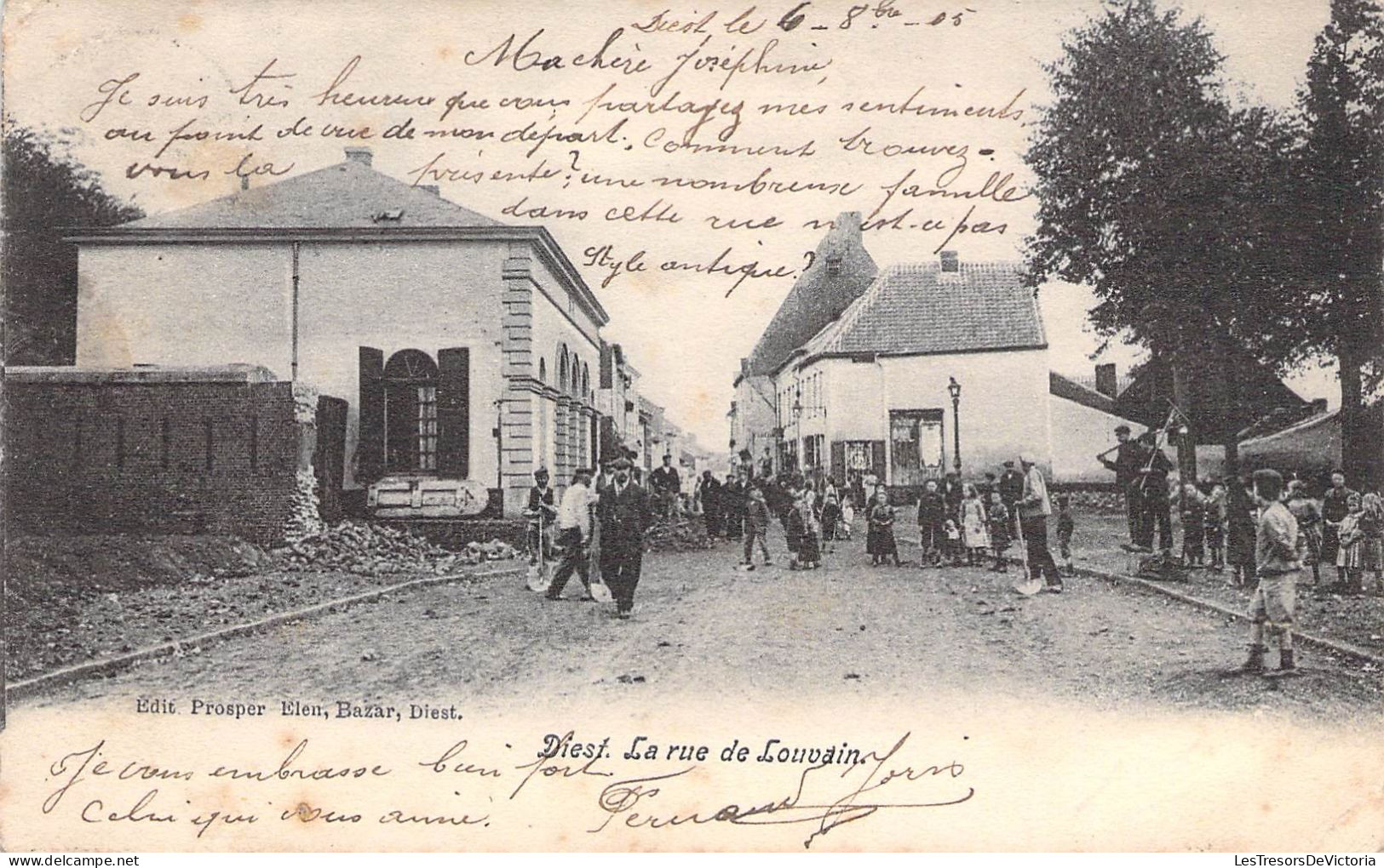 Belgique - Diest - La Rue De Louvain - Edit. Prosper Eden - Animé - Carte Postale Ancienne - Leuven