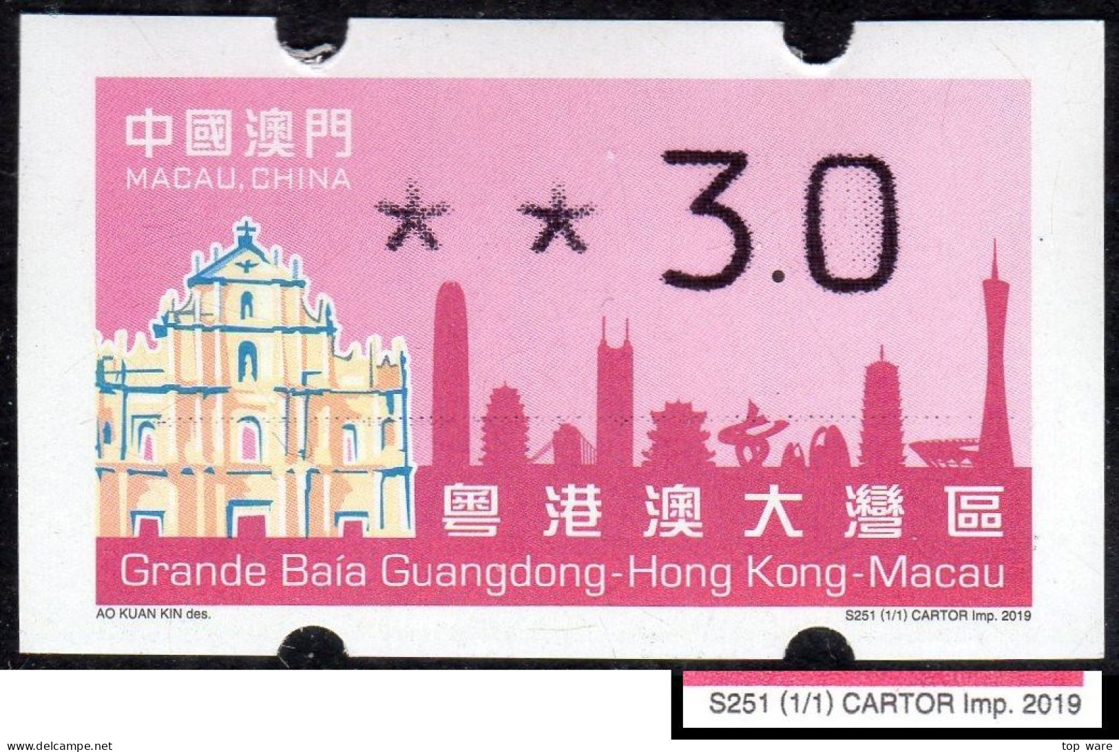 2019 China Macau ATM Stamps Greater Bay Area / MNH / Klussendorf Automatenmarken Automatici Etiquetas Distributeur - Distributori