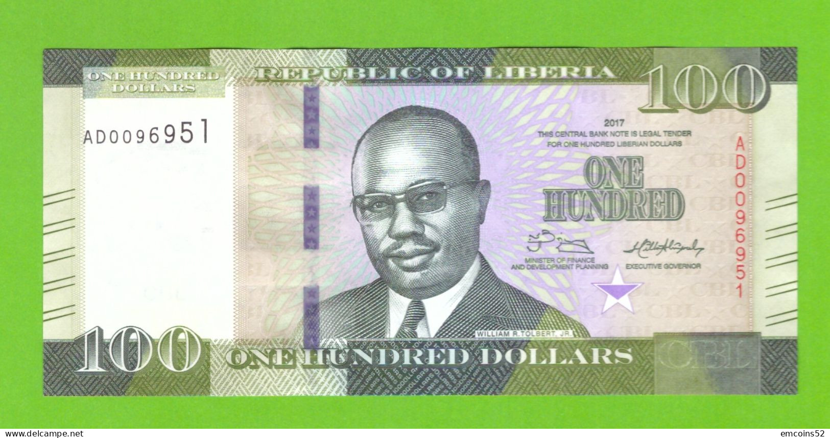 LIBERIA 100 DOLLARS 2017  P-35b UNC - Liberia