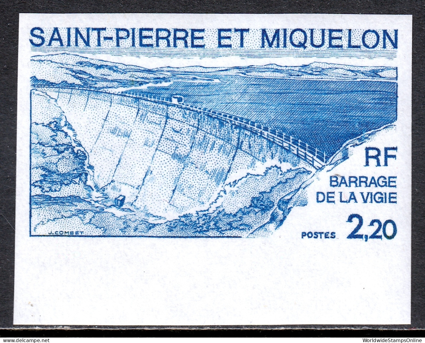 St. Pierre And Miquelon - Scott #450 - MNH - Imperf Color Trial - SCV $9.50 - Sin Dentar, Pruebas De Impresión Y Variedades