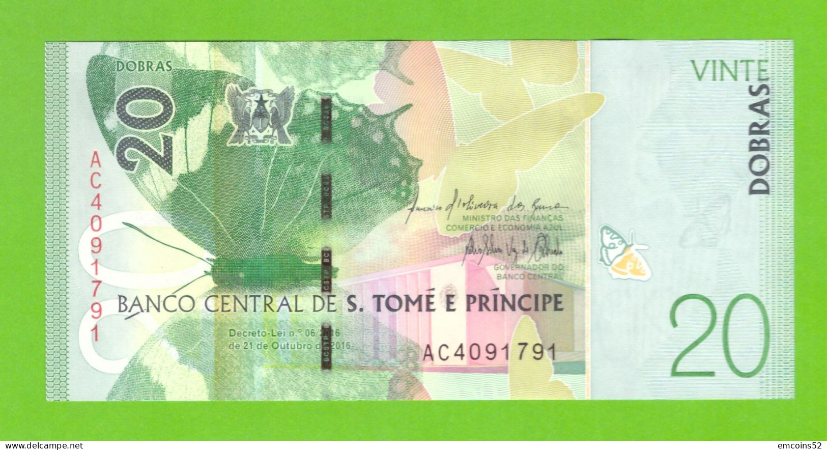 ST.THOMAS AND PRINCE 20 DOBRAS 2016 P-72 UNC - Sao Tomé Et Principe