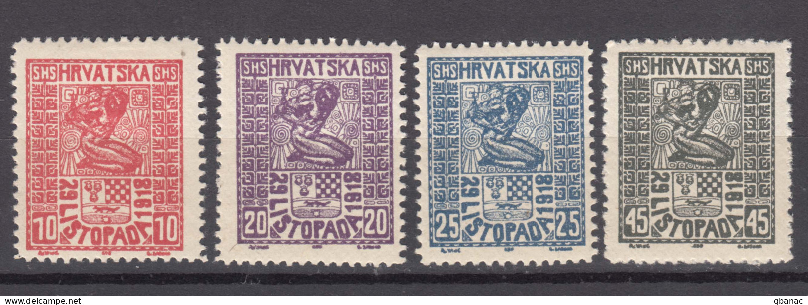 Yugoslavia, Kingdom SHS, Issues For Croatia 1918 Mi#51-54 Mint Hinged - Unused Stamps