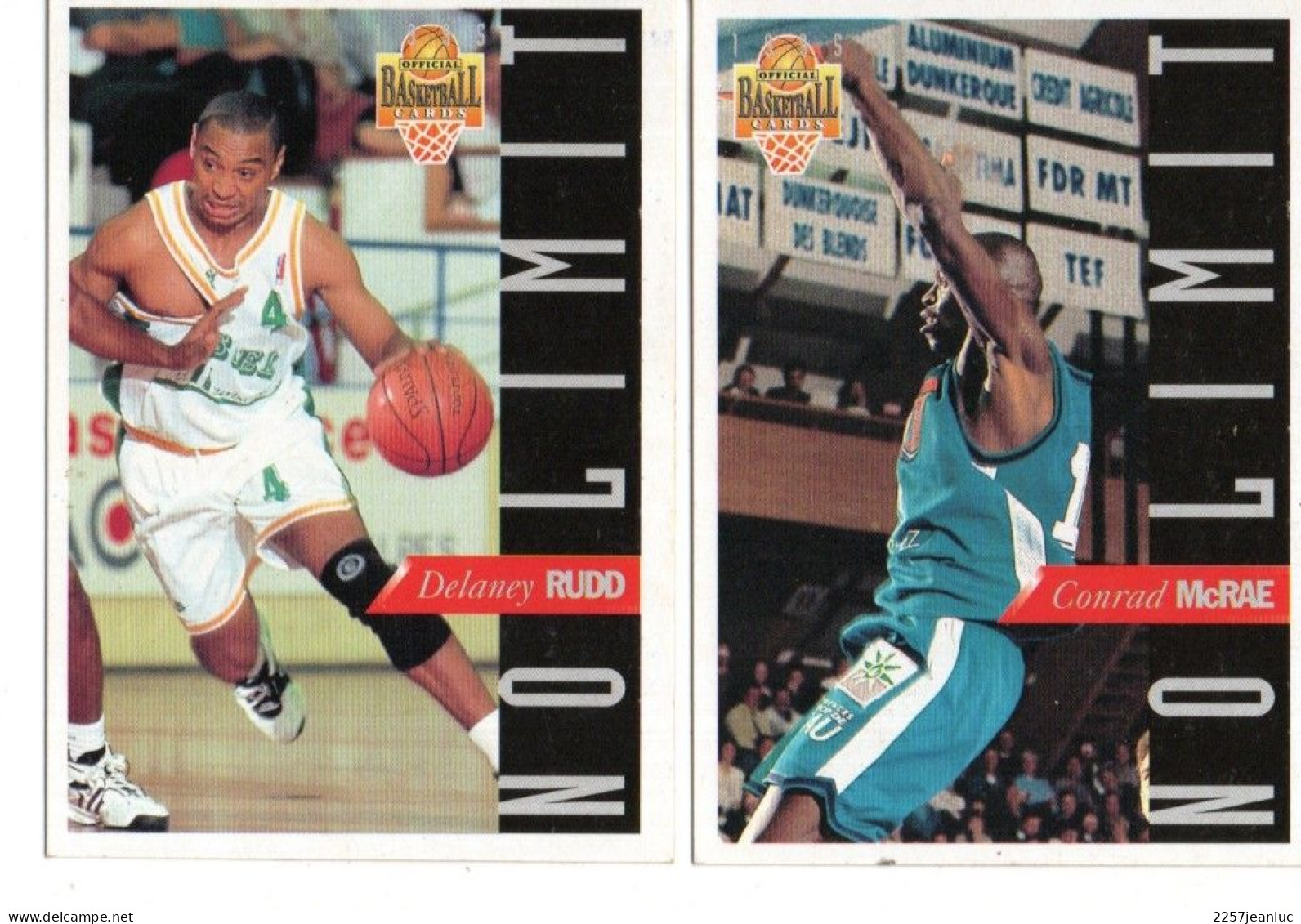 2 Cartes  Panini NL:11 Et 15 Delaney Rudd & Conrad McRae   Basket Ball - Equipe AS Villeurbanne & Pau Orthez - Basket-ball