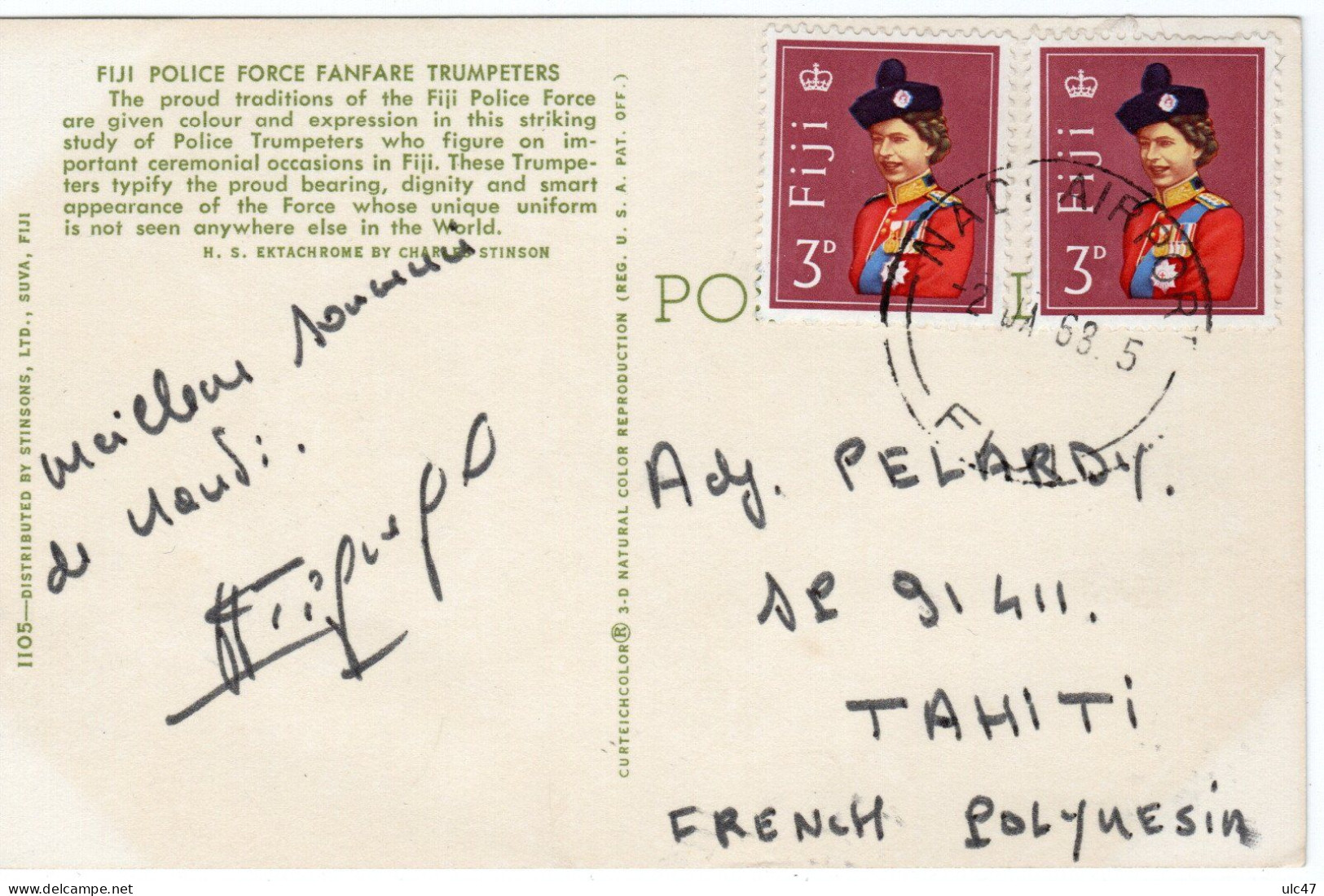 - FIDJI. - FIJI POLICE FORCE FANFARE TRUMPETERS. -  Stamps - Scan Verso - - Fidji