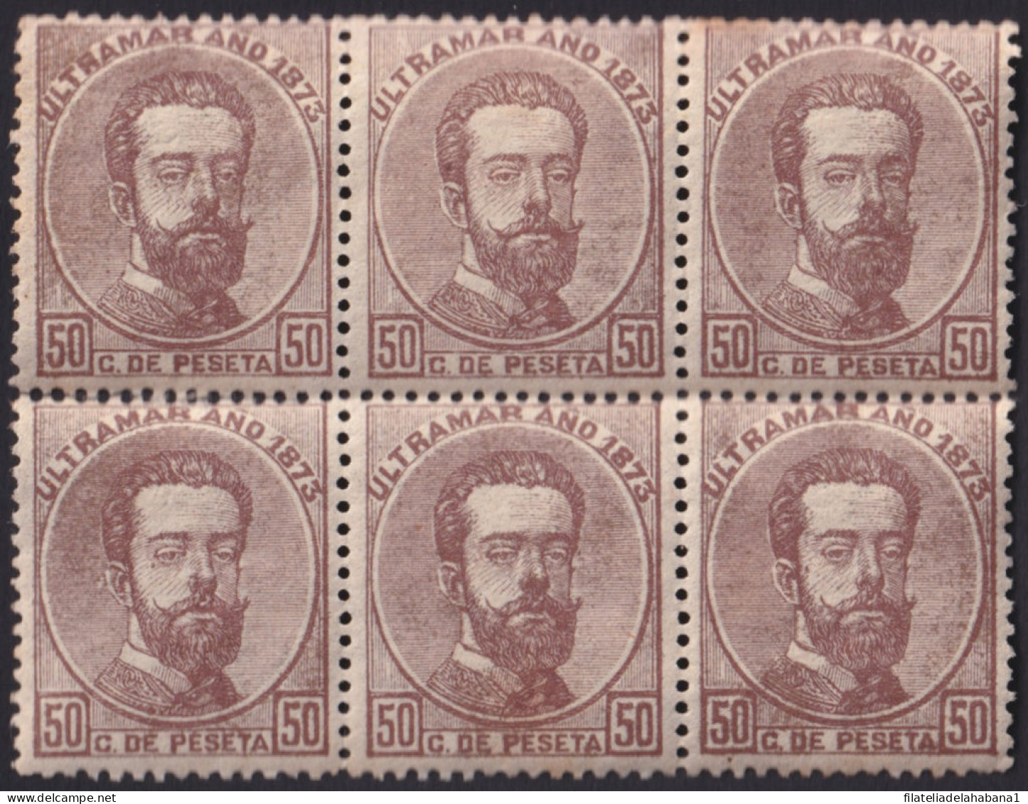 1873-109 CUBA ANTILLAS ESPAÑA SPAIN 1873 50c AMADEO I FINE PAPER CALCADO A REVERSO. - Prephilately