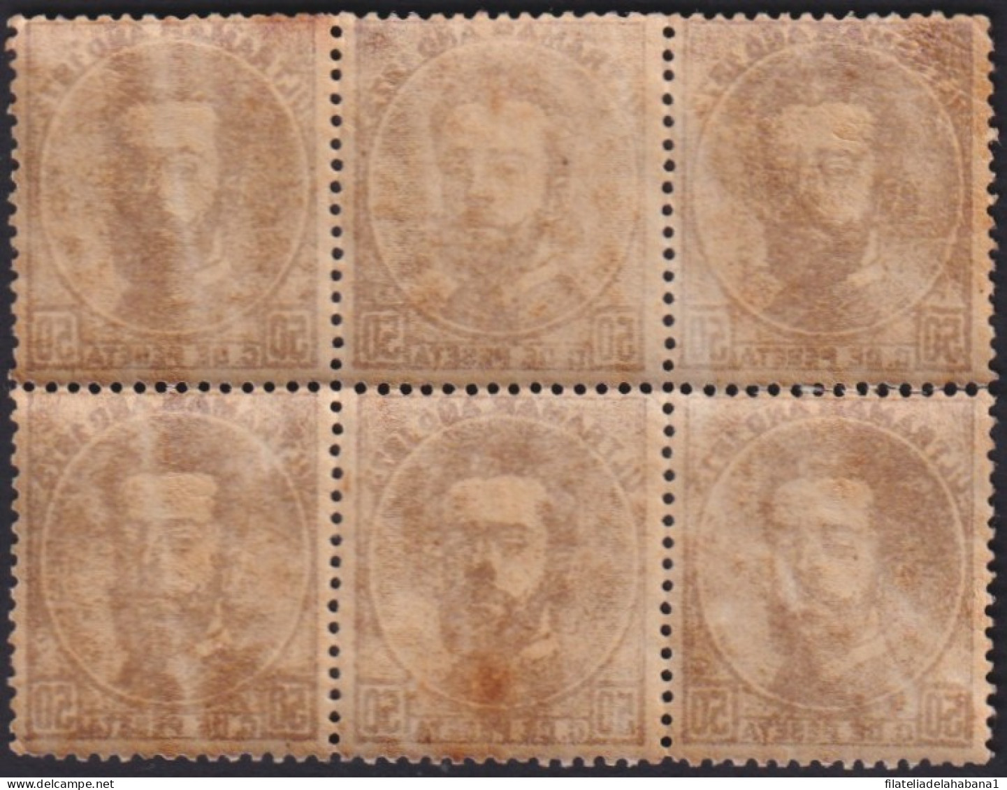 1873-109 CUBA ANTILLAS ESPAÑA SPAIN 1873 50c AMADEO I FINE PAPER CALCADO A REVERSO. - Voorfilatelie