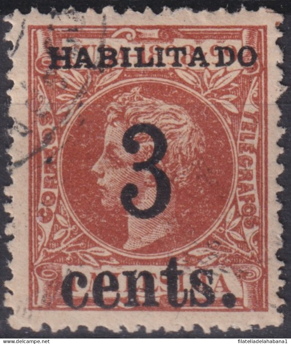 1899-662 CUBA US OCCUPATION 1899 3c S 1ml FIRST ISSUE PUERTO PRINCIPE. SMALL “3” DANGEROUS PHILATELIC FORGUERY FALSO. - Used Stamps