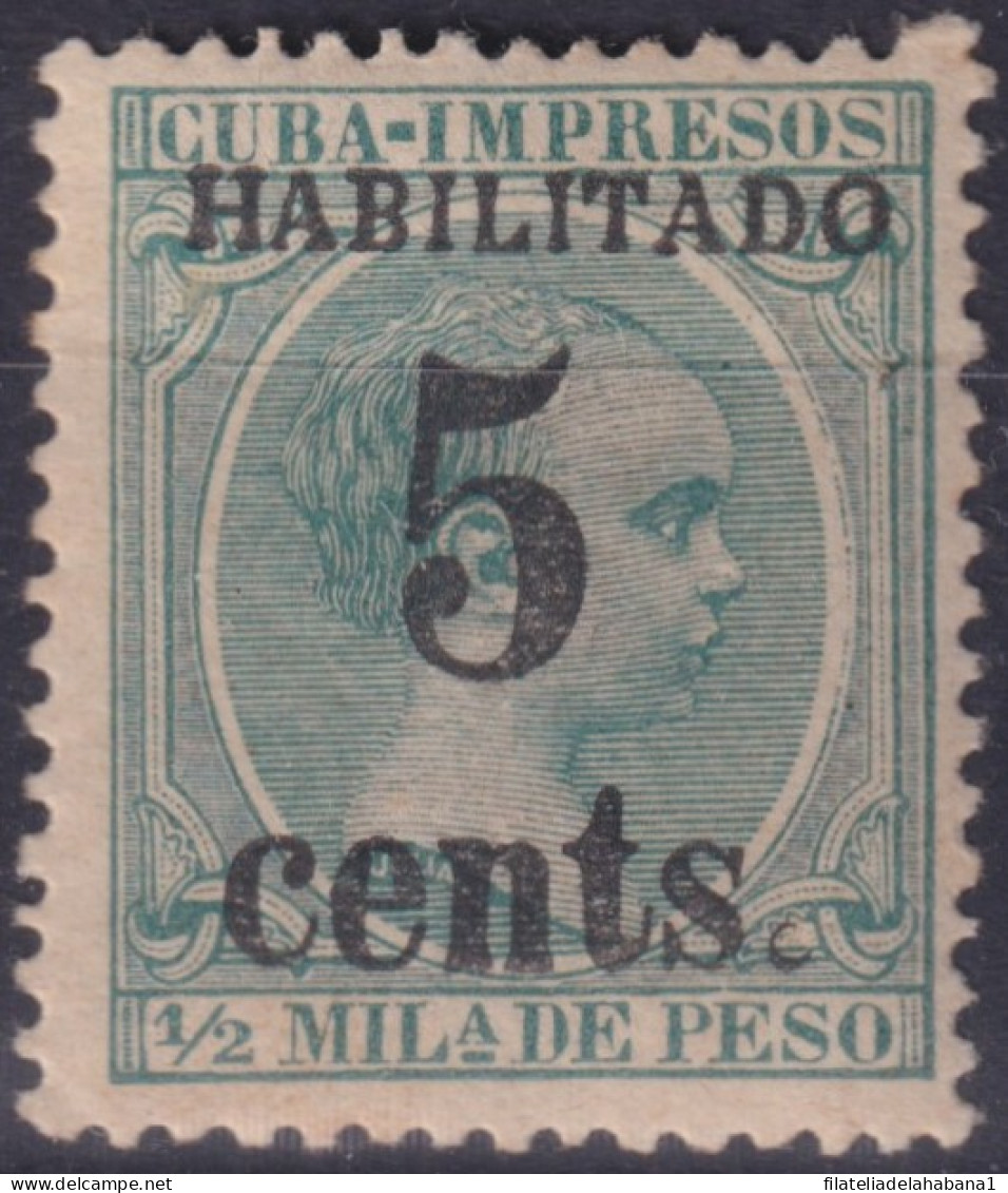 1899-666 CUBA US OCCUPATION 1899 5c S 1/2 Ml 3º ISSUE PUERTO PRINCIPE. DANGEROUS PHILATELIC FORGUERY FALSO. - Ungebraucht