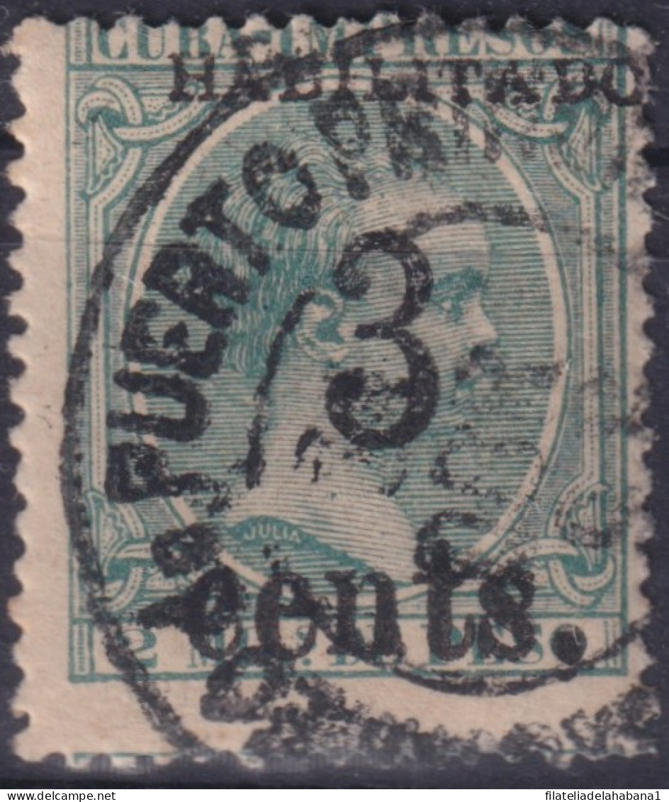 1899-672 CUBA US OCCUPATION 1899 3c S 2ml 5º ISSUE PUERTO PRINCIPE SMAL “3” DANGEROUS PHILATELIC FORGUERY FALSO. - Gebruikt