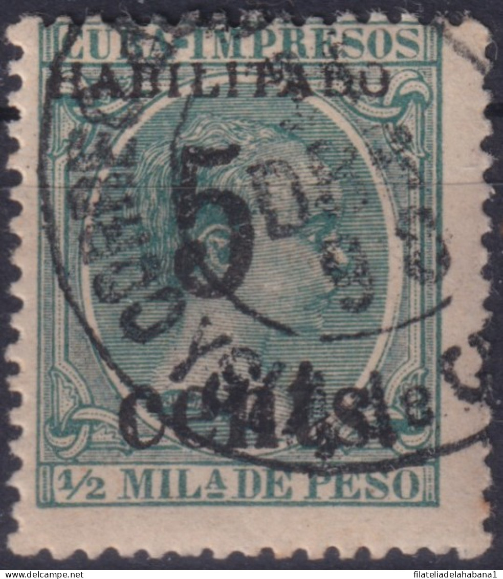 1899-674 CUBA US OCCUPATION 1899 5c S 1/2 Ml 3º ISSUE PUERTO PRINCIPE SMAL “5” DANGEROUS PHILATELIC FORGUERY FALSO. - Usados