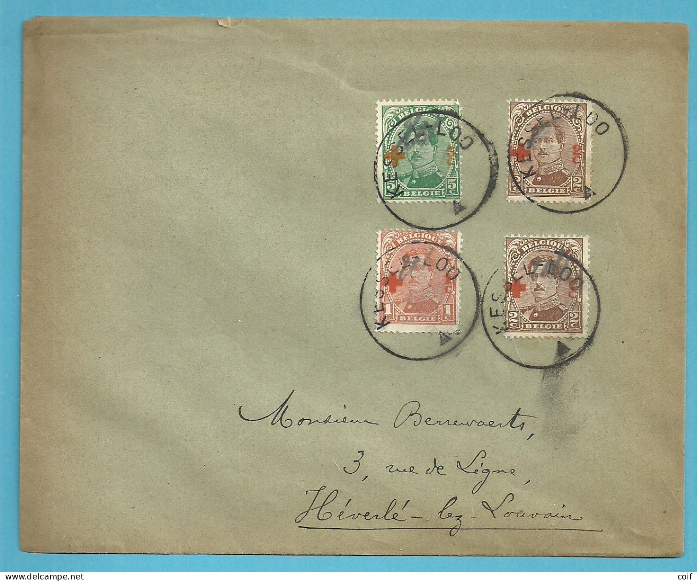 150+151+152 Op Brief Met Datumstempel  KESSEL-LOO Zonder Datummidden (noodstempel) - 1918 Red Cross