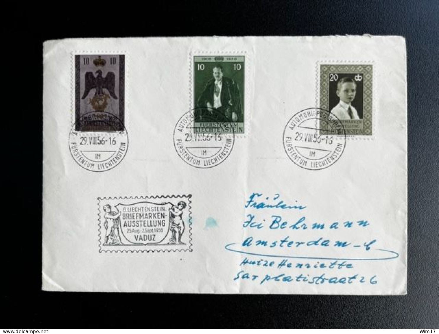 LIECHTENSTEIN 1956 LETTER VADUZ TO AMSTERDAM 29-08-1956 - Briefe U. Dokumente