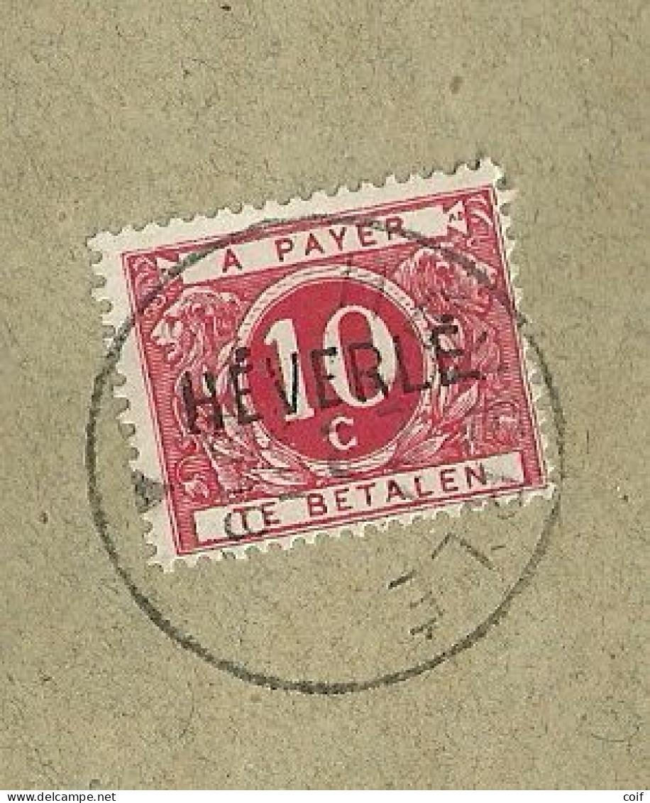 152 Op Brief Met Datumstempel  HEVERLE , Getaxeerd (taxe) Met TX 13A Voorzien Van De Naamstempel HEVERLE - 1918 Rode Kruis
