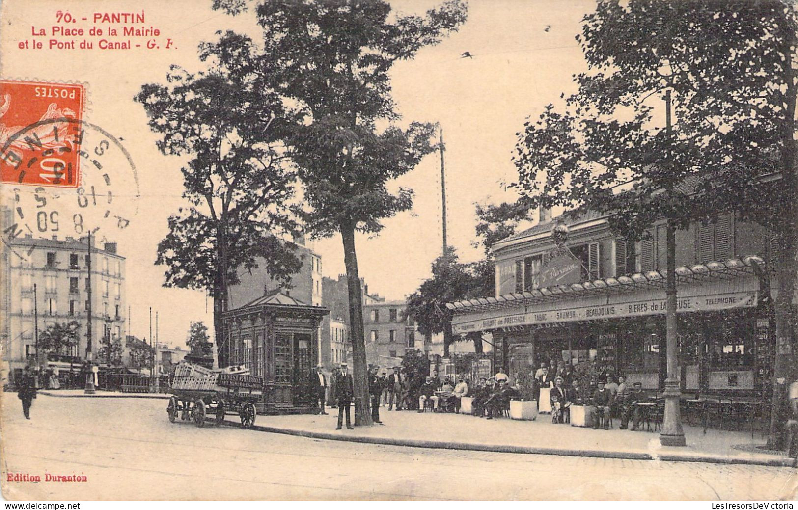 FRANCE - 93 - PANTIN - La Place De La Mairie Et Le Pont Du Canal - Carte Postale Ancienne - Pantin