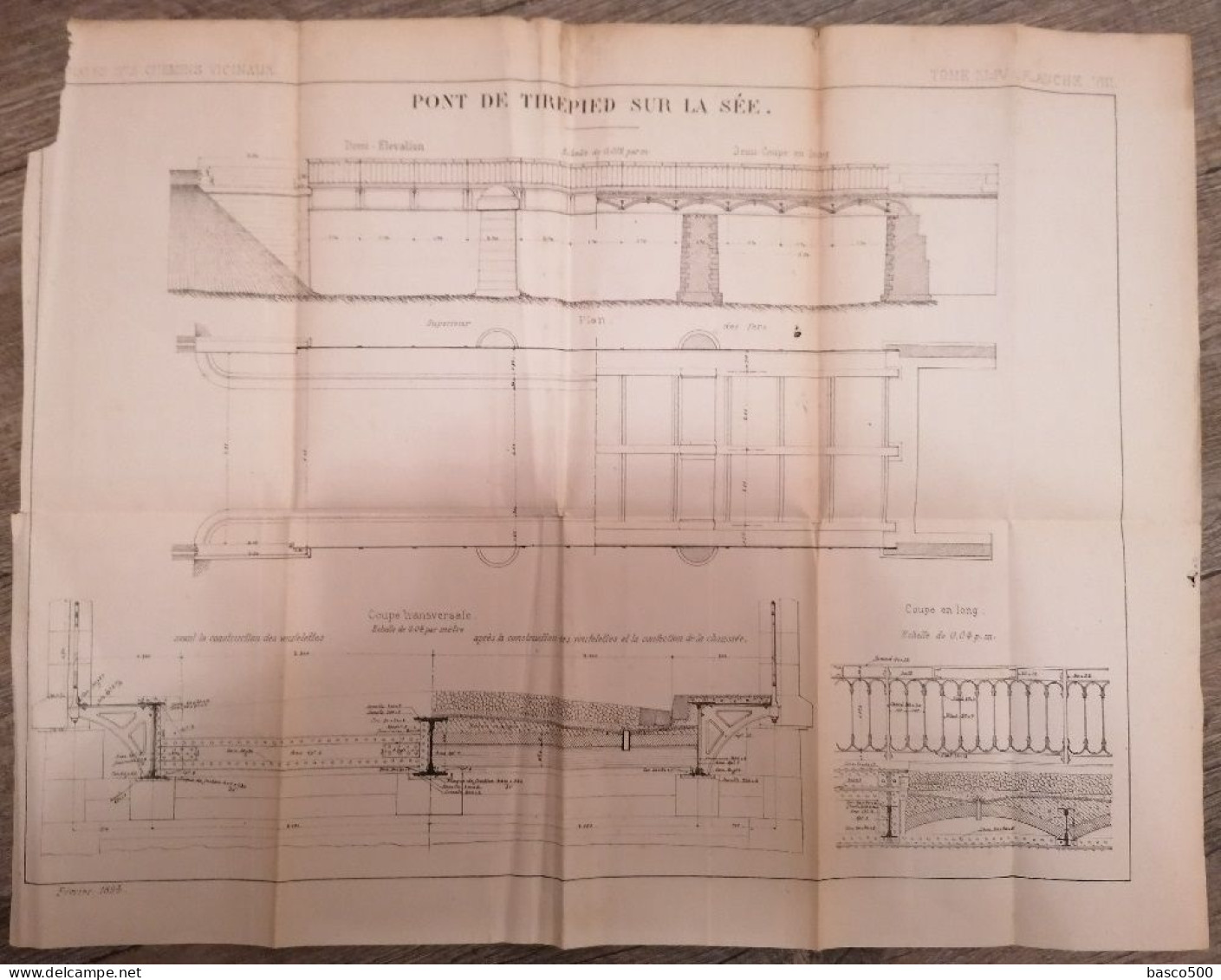 1894 TIREPIED (50) PONT De TIREPIED Sur La SEE Grand Plan Technique - Publieke Werken