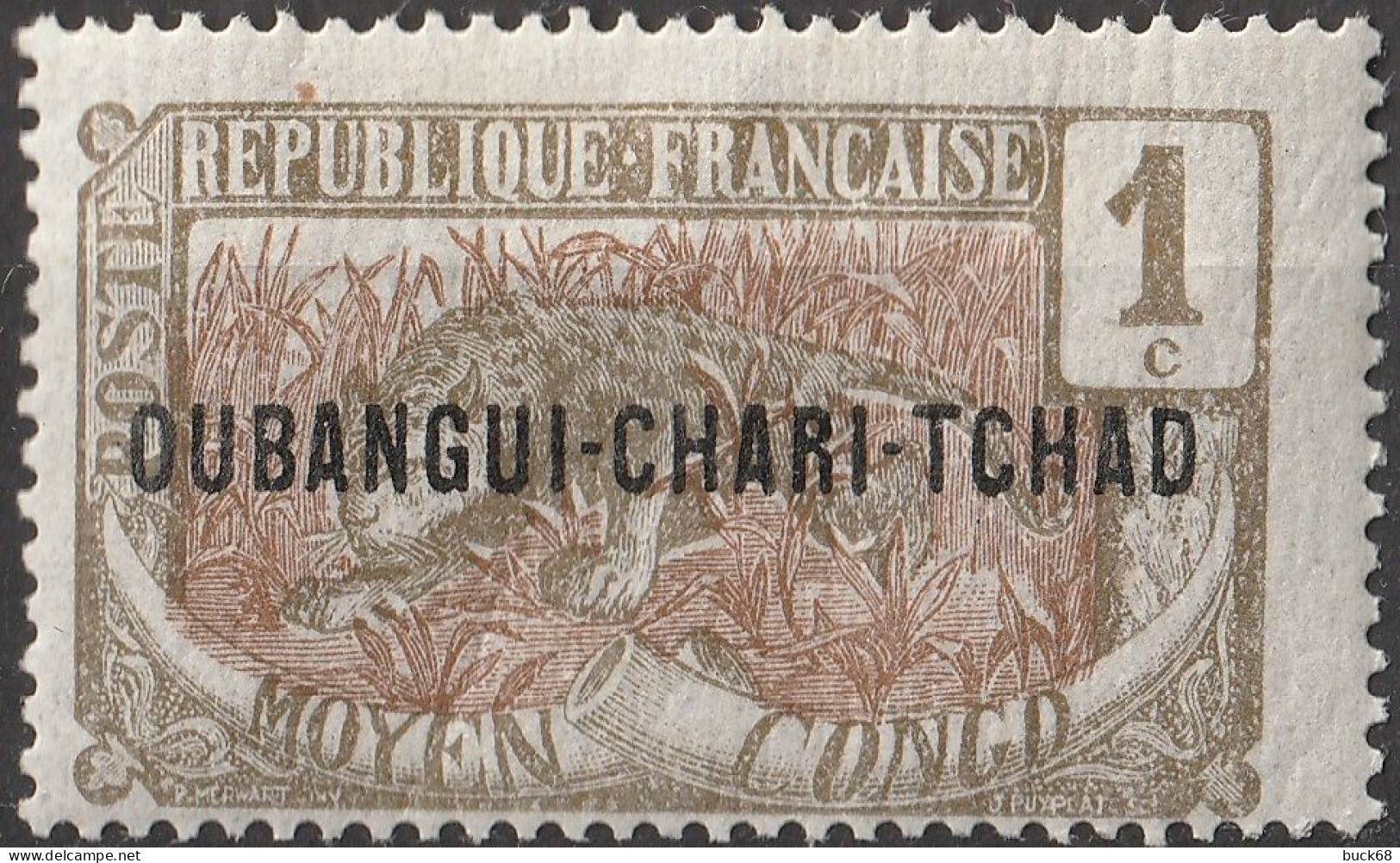 OUBANGUI Poste  1 ** MNH Panthère Panther 1915 - Usati