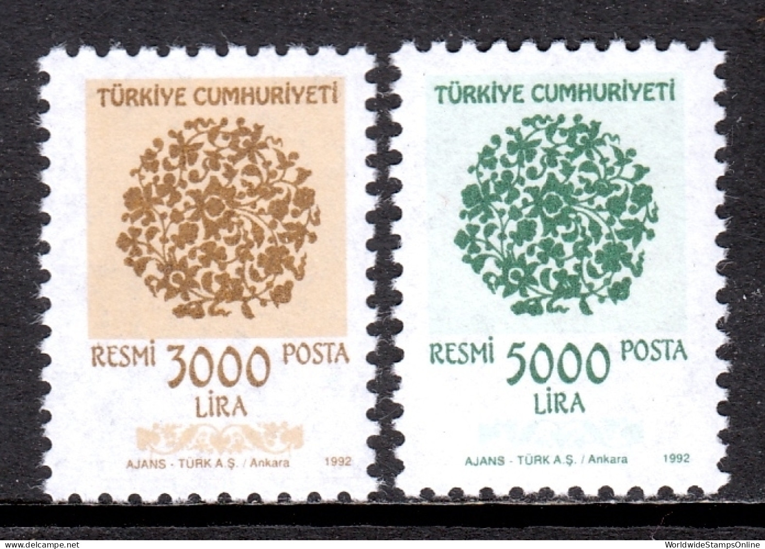 Turkey - Scott #O191, O192 - MNH - SCV $8.00 - Timbres De Service