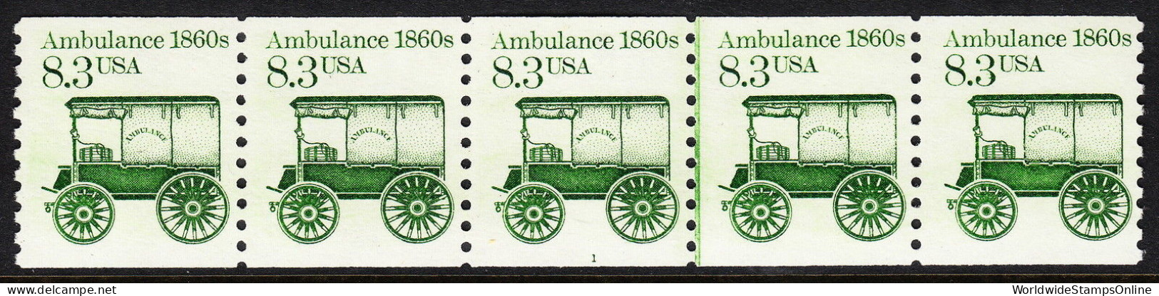 USA — SCOTT 2128 — AMBULANCE — PNC PS5 #1 — "LOW 1" VARIETY - Coils (Plate Numbers)