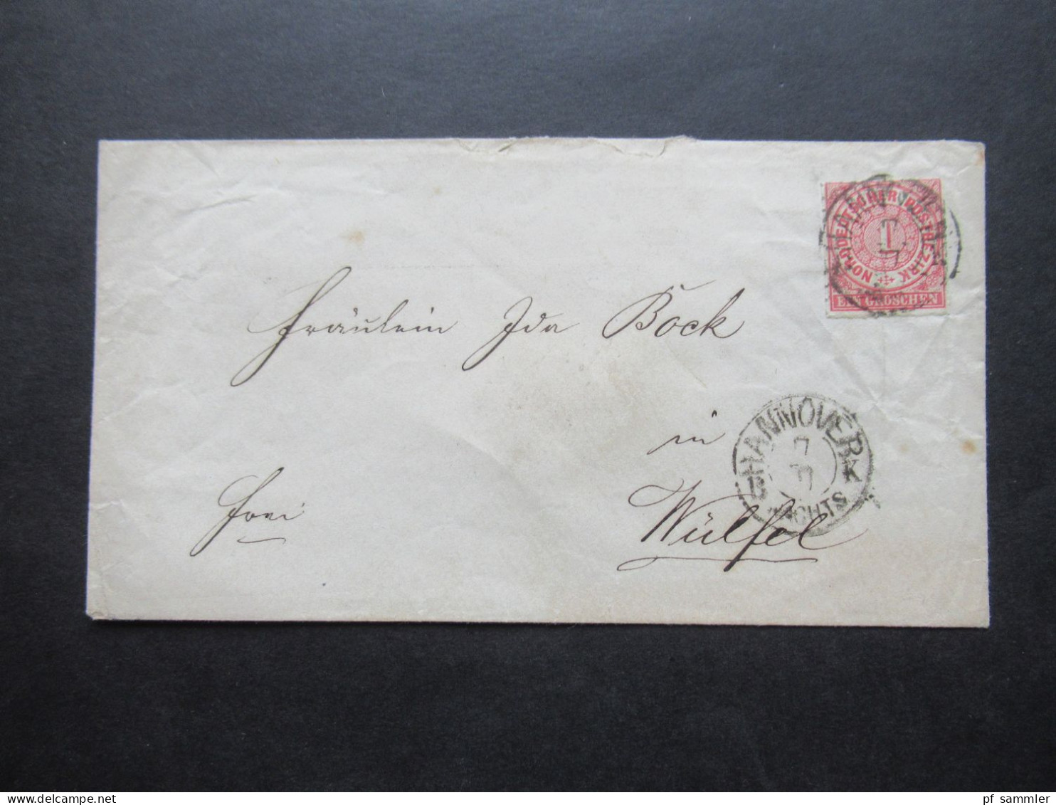 AD NDP Um 1868 Mi Nr.4 EF Stempel K2 Hannover Und K2 Hannover BK Nachts Nach Wülfel Rücks. Lacksiegel Mit Schild /Wappen - Covers & Documents