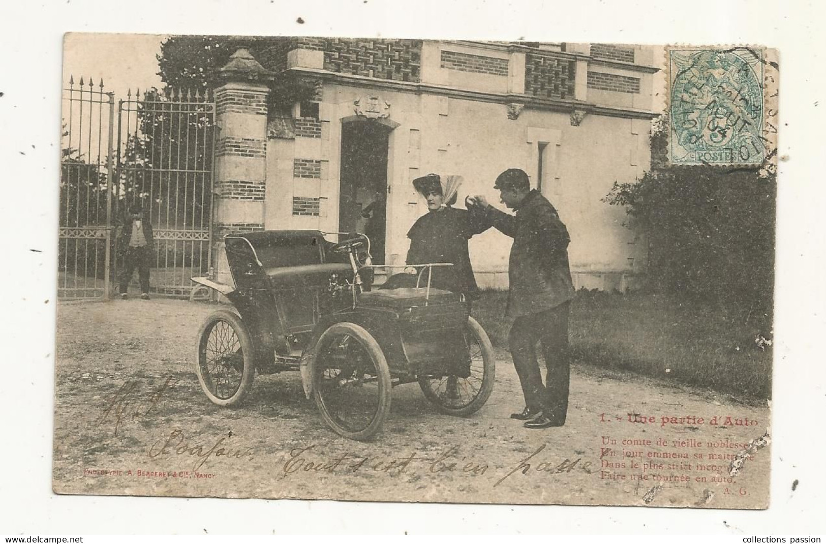 Cp , Automobile ,une Partie D'Auto, Dos Simple ,voyagée 1904 - PKW