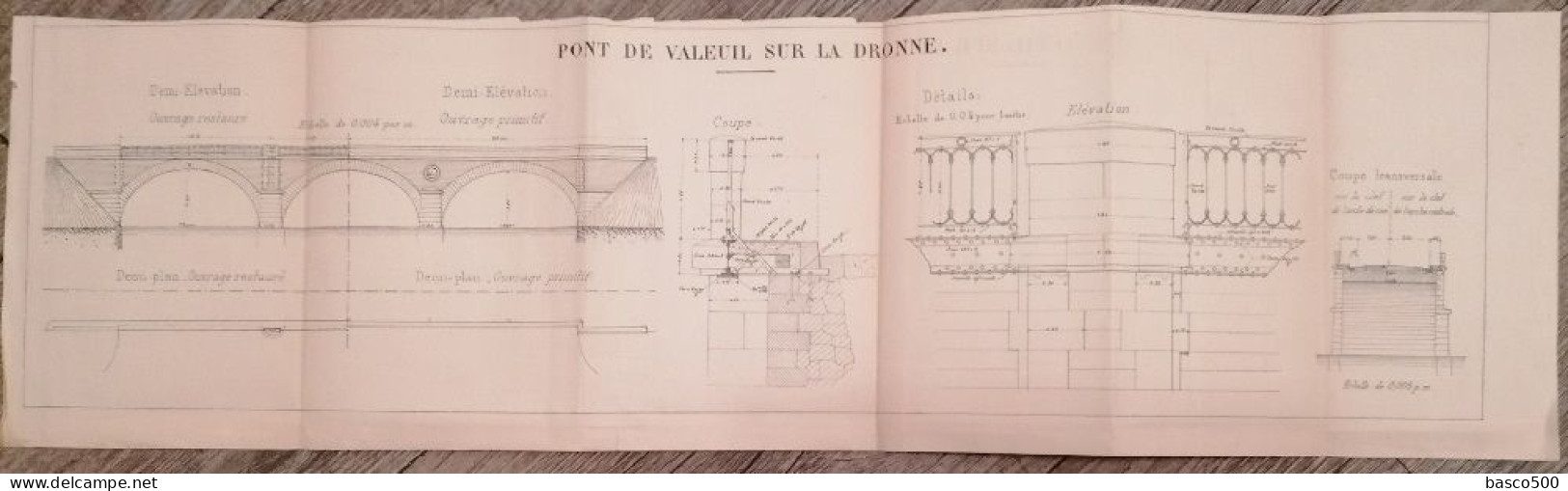 1892 VALEUIL (24) Pont De VALEUIL Sur La DRONNE Grand Plan Technique - Travaux Publics