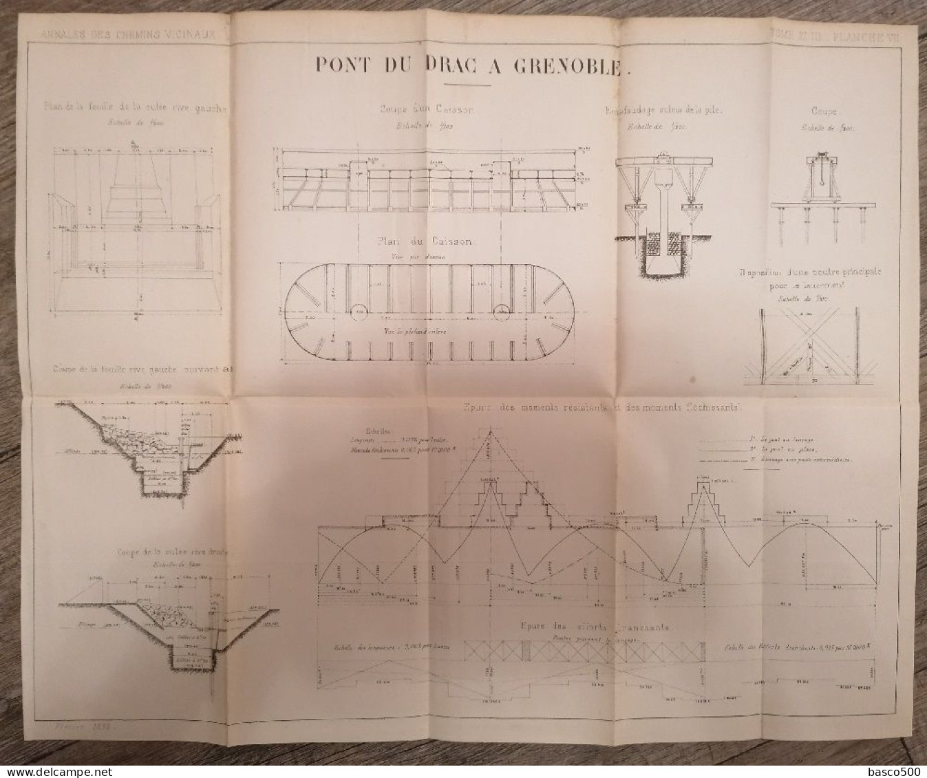 1892 GRENOBLE (39) Pont Sur Le DRAC 2 Grands Plans Techniques - Obras Públicas