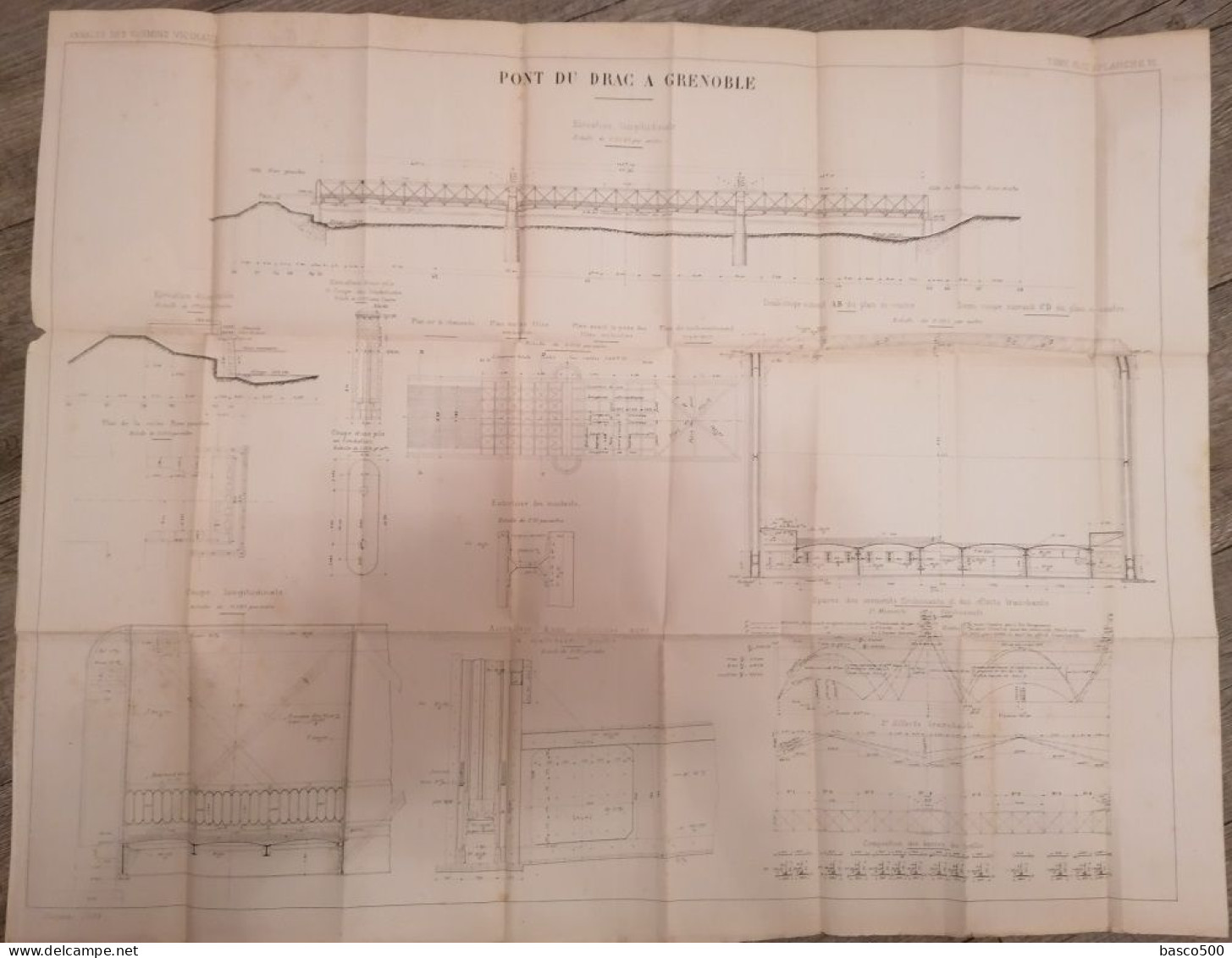 1892 GRENOBLE (39) Pont Sur Le DRAC 2 Grands Plans Techniques - Opere Pubbliche