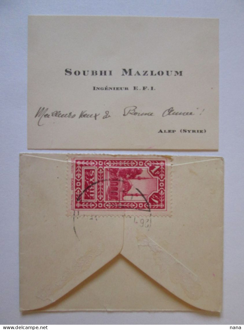 Mini Carte De Visite D'ingenieur Syrien Dans Une Enveloppe Vers 1925/Mini Syrian Engineer Bussines Card In Envelope 1925 - Andere & Zonder Classificatie