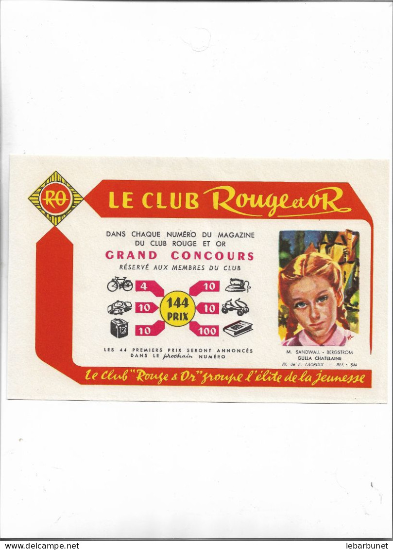 Buvard Ancien Le Club Rouge Et Or Grand Concours 144 Prix - L