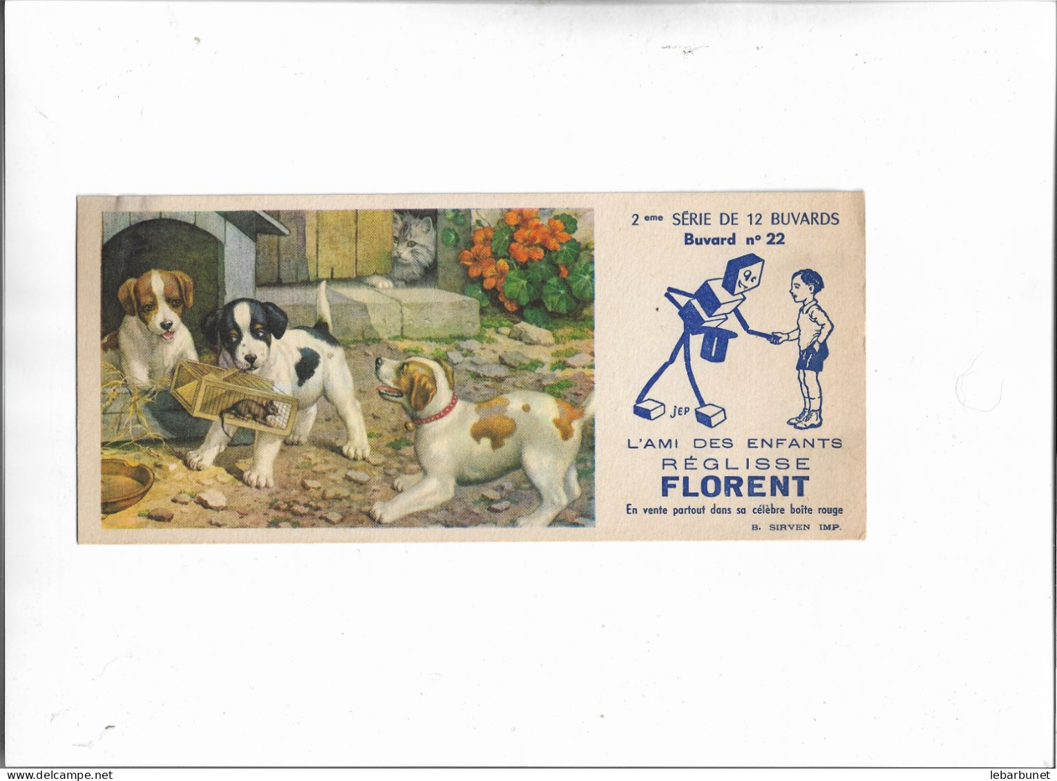 Buvard Ancien Réglisse Florent Buvard N°22  Plusieurs Chiens - Sucreries & Gâteaux