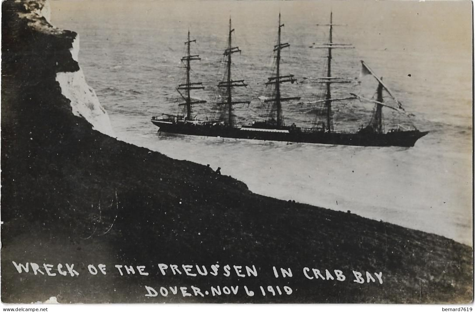 Royaume Uni  -  Dover -  -  Carte Photo  Bateau -  Wreck Of The Preussen In Crab Bay  Dover  Novembre 1910 - Dover