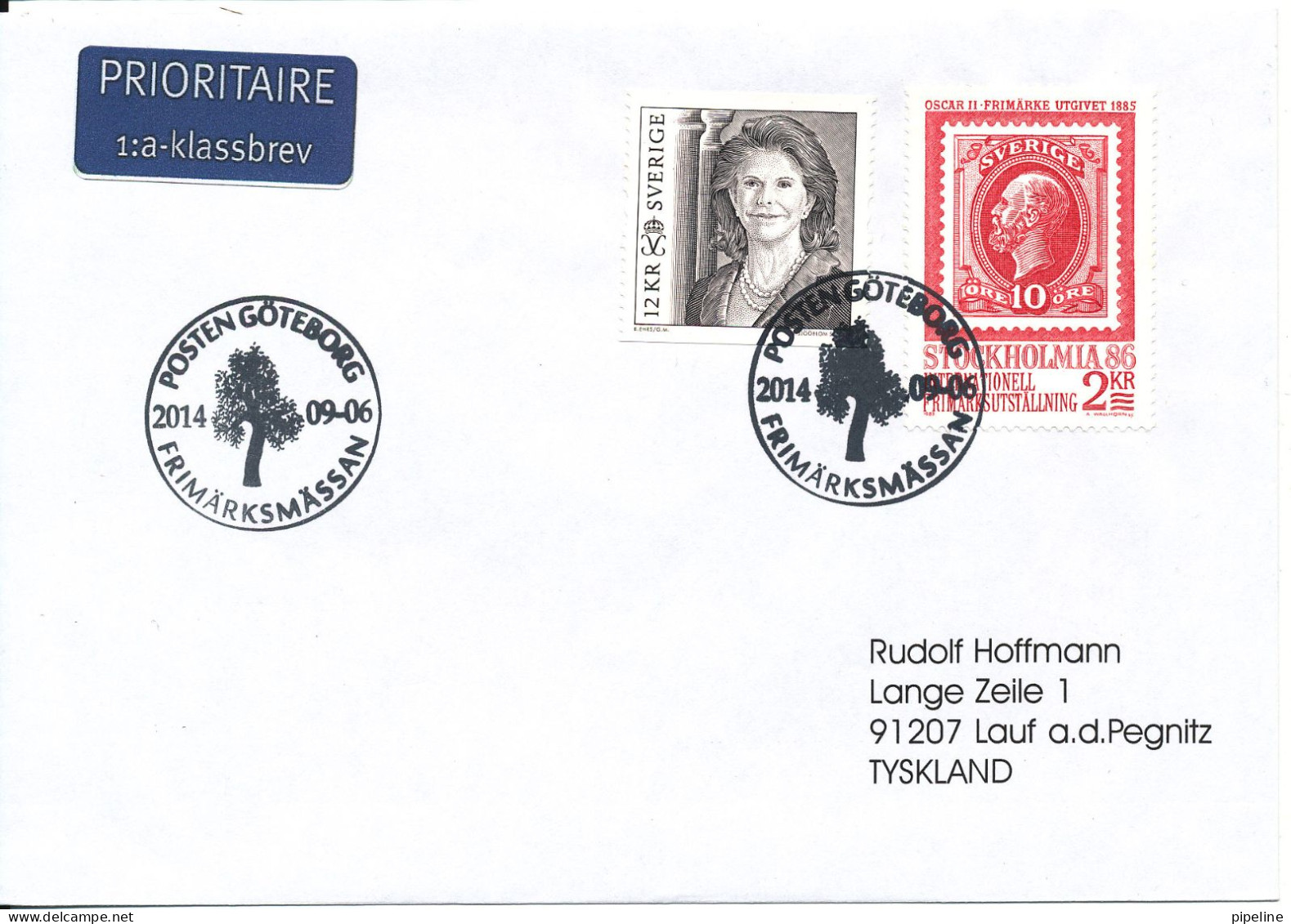 Sweden Cover Sent To Germany 6-9-2014 - Cartas & Documentos