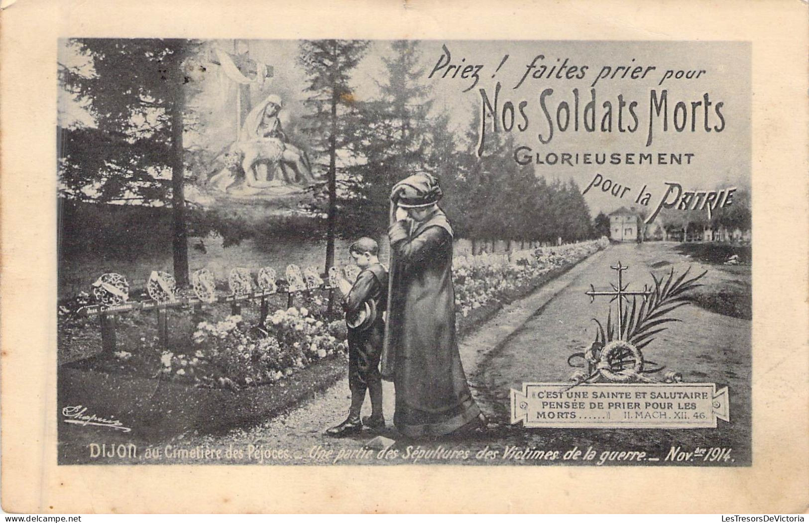 MILITARIA - DIJON Au Cimetière Des Péjoces - Sépultures Des Victimes De La Guerre - Nov 1914 - Carte Postale Ancienne - War Cemeteries