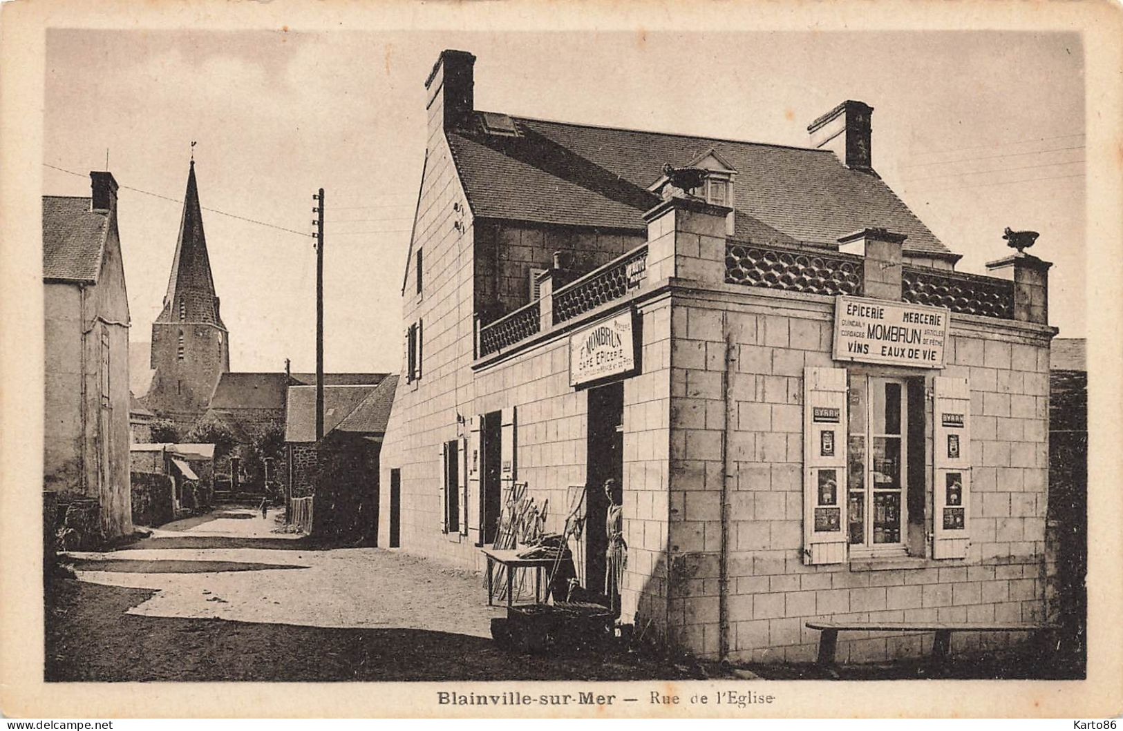 Blainville Sur Mer * La Rue De L'église * épicerie Mercerie MOMBRUN - Blainville Sur Mer