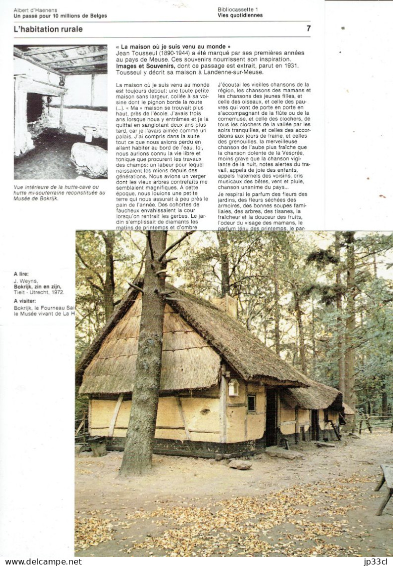 L'habitation Rurale : Jean Tousseul Décrit Sa Maison à Landenne-sur-Meuse + Musée De Bokrijk - Fiches Didactiques