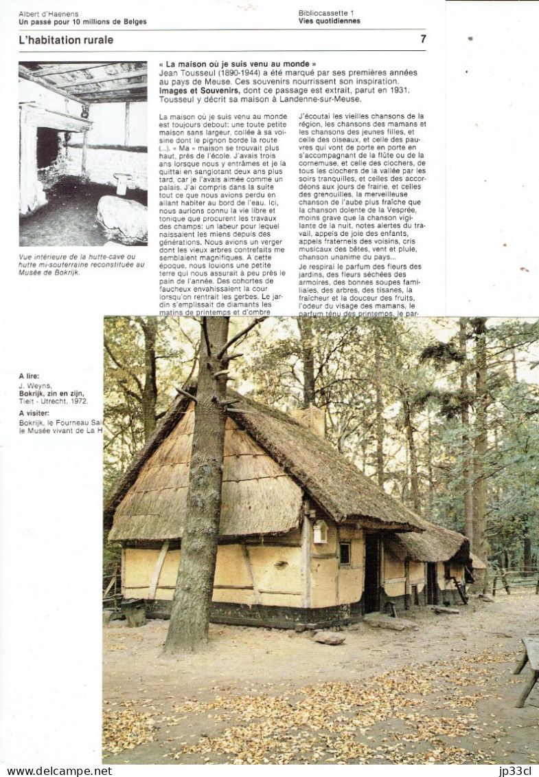 L'habitation Rurale : Jean Tousseul Décrit Sa Maison à Landenne-sur-Meuse + Musée De Bokrijk - Learning Cards