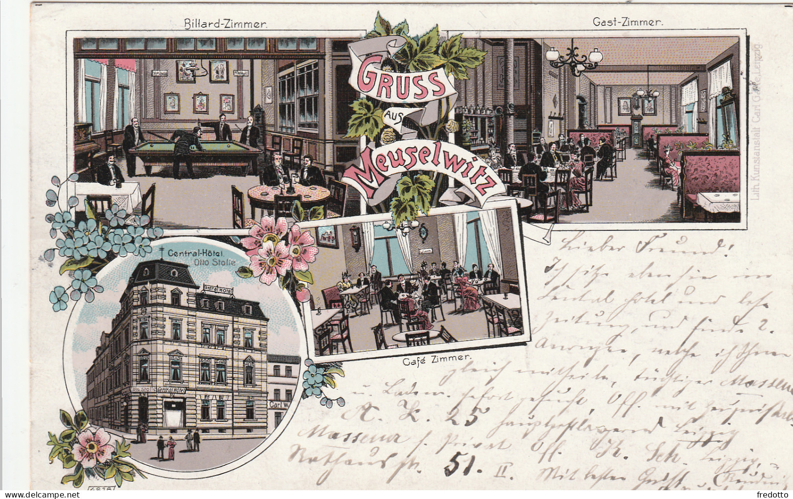 Meuselwitz- Litho - 1903 -Central Hotel - Meuselwitz