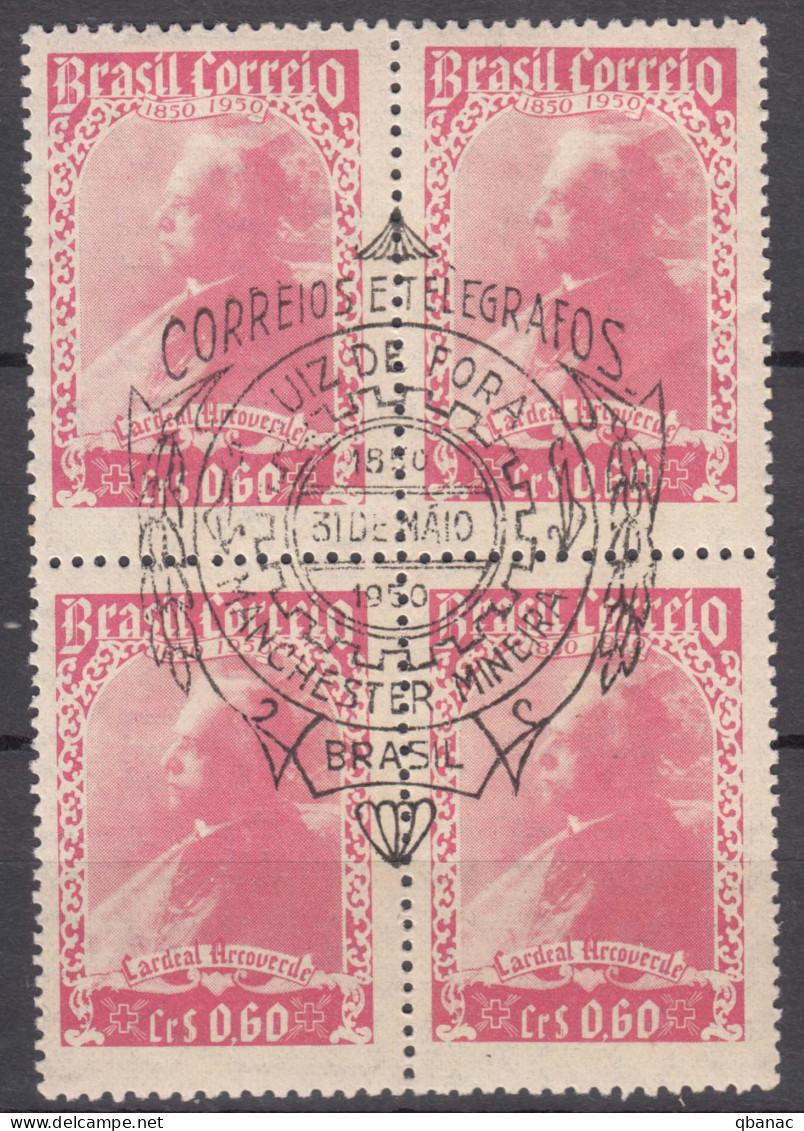 Brazil Brasil 1950 Mi#749 Piece Of 4, Nice Cancel - Oblitérés