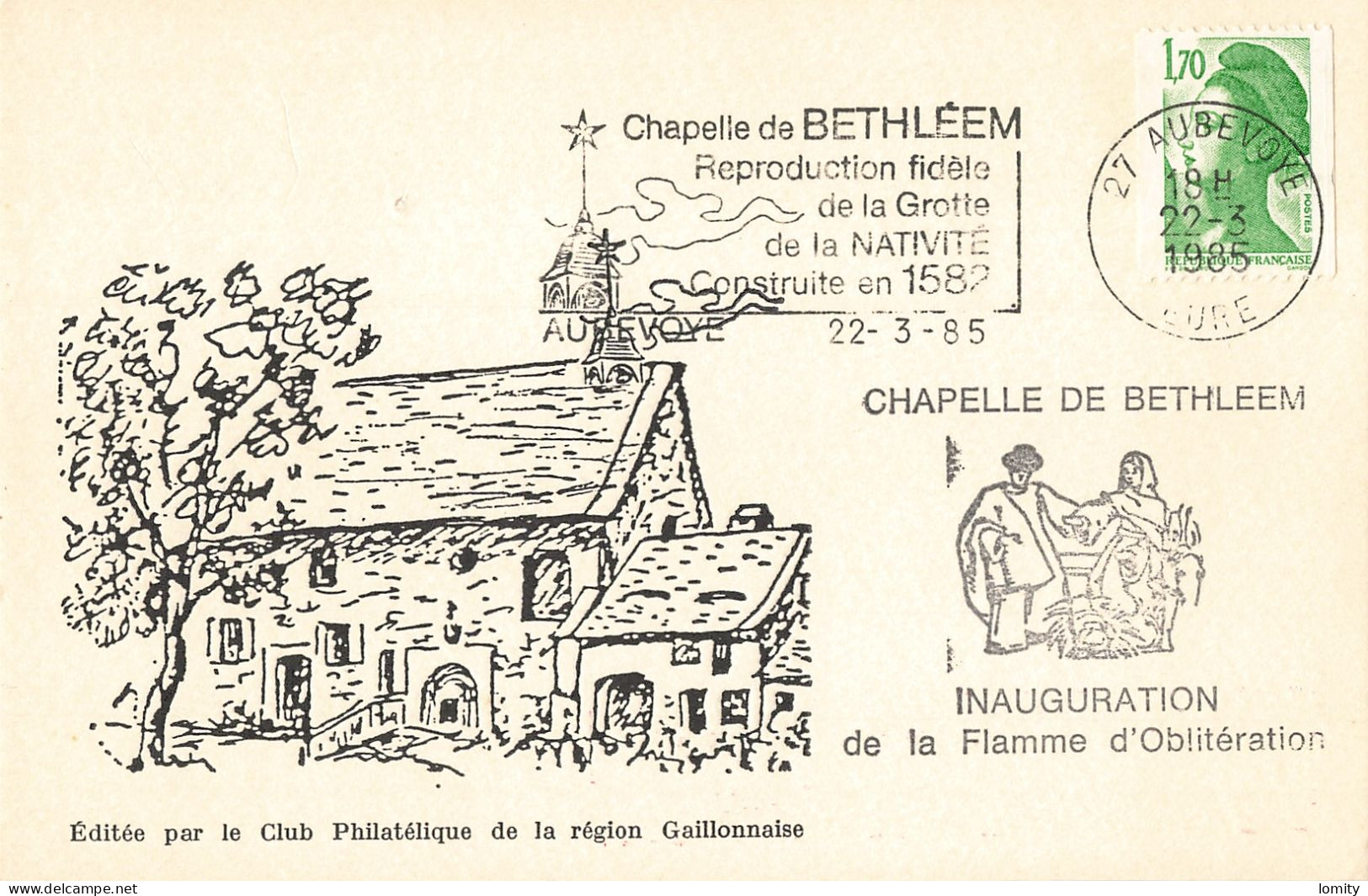 27 Aubevoye Chapelle De Bethléem Inauguration De La Flamme 1985 , Premier Jour Mise En Service De La Flamme - Aubevoye