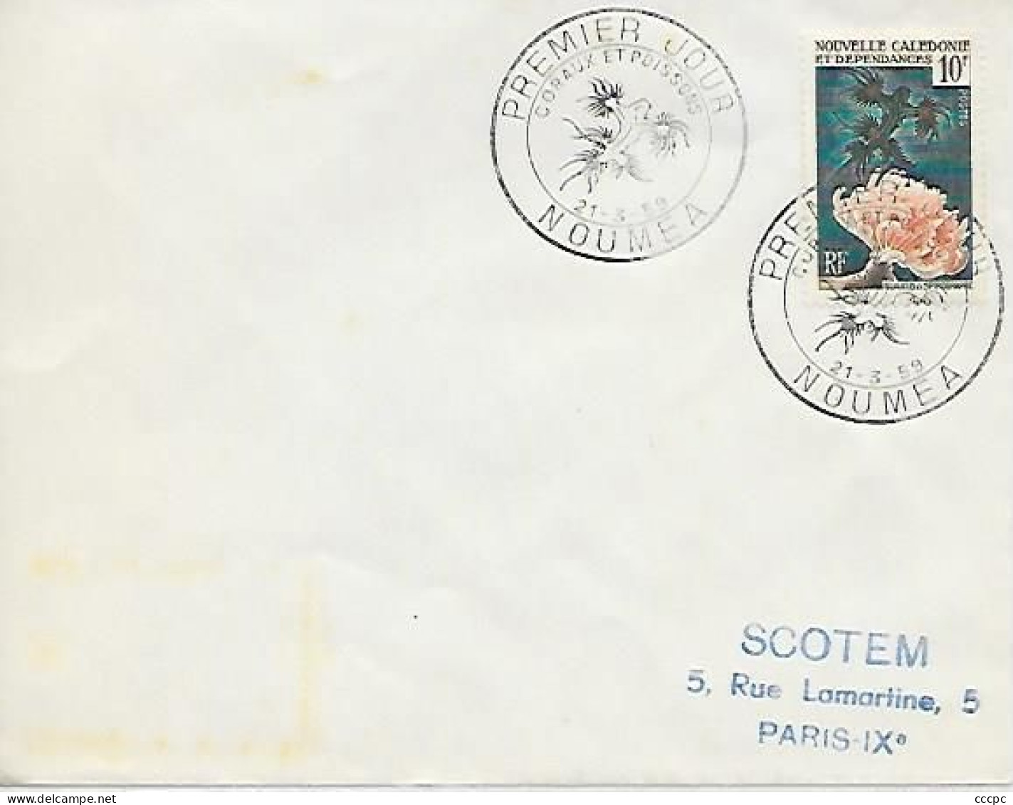 Nouvelle-Calédonie FDC Coraux Et Poissons Nouméa 21 Mars 1959 - Cartas & Documentos