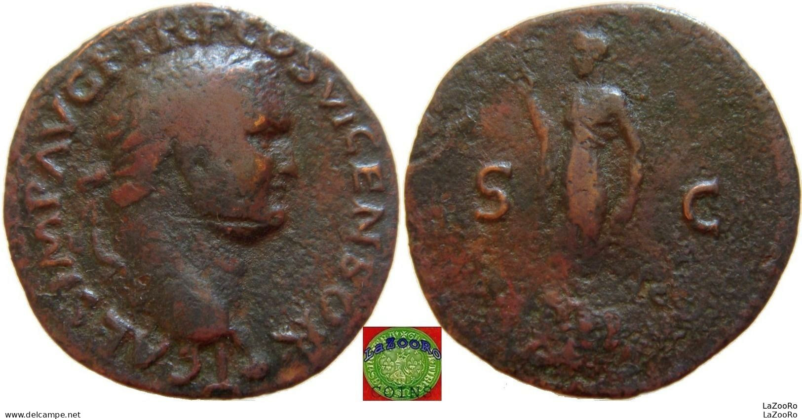 LaZooRo: Roman Empire - AE As Of Titus As Caesar (79 - 81 AD), SC, Spes, Neck Cut - La Dinastía Flavia (69 / 96)