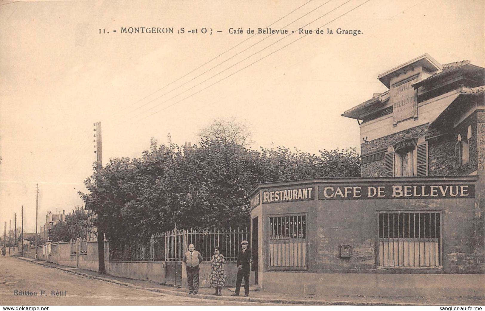 CPA 91 MONTGERON / CAFE DE BELLEVUE / RUE DE LA GRANGE - Montgeron