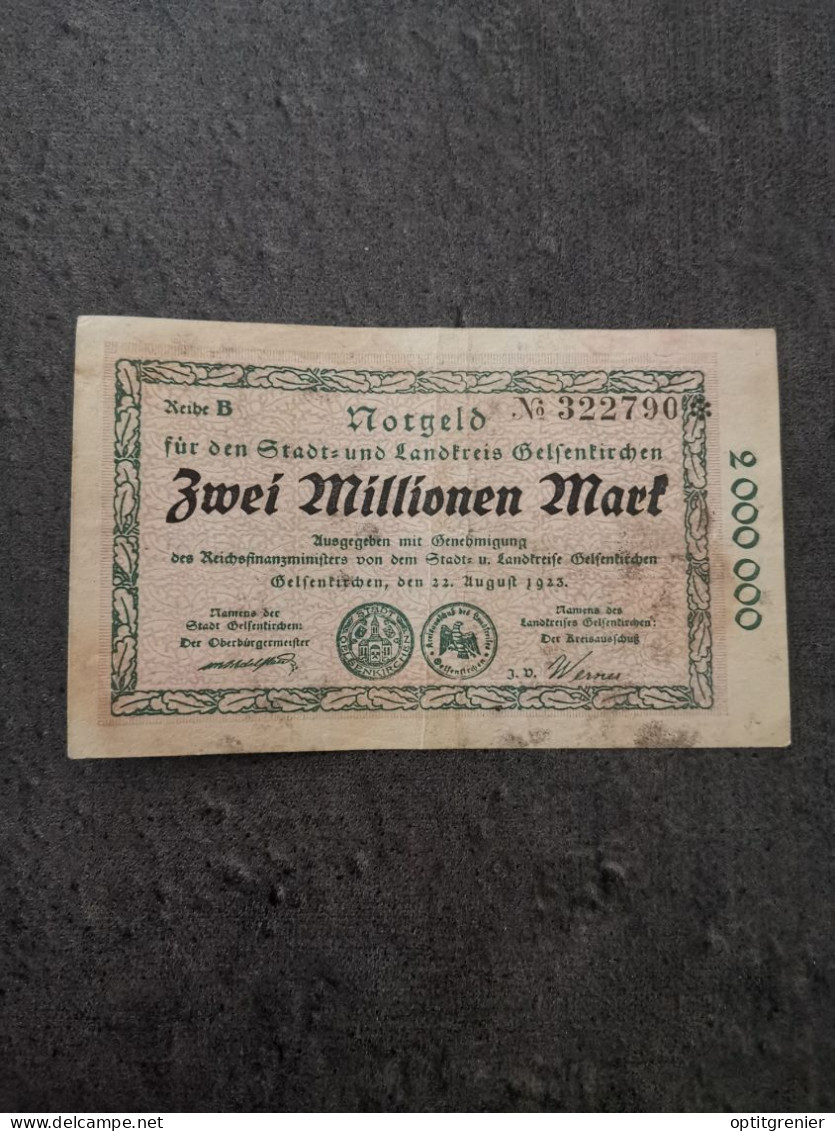 BILLET ZWEI 2 MILLIONEN MARK 22 08 1923 NOTGELD / ALLEMAGNE GERMANY BANKNOTE - Zonder Classificatie
