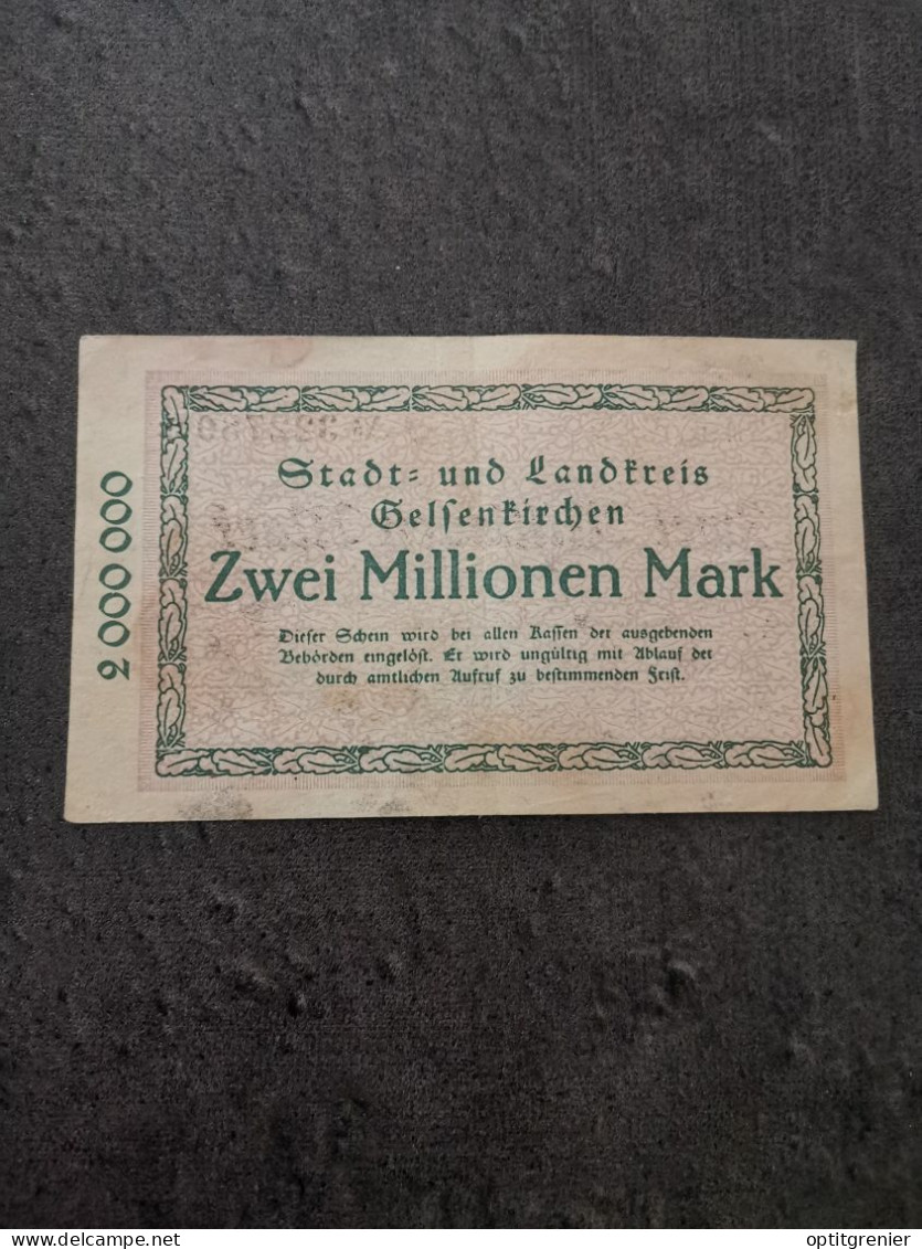 BILLET ZWEI 2 MILLIONEN MARK 22 08 1923 NOTGELD / ALLEMAGNE GERMANY BANKNOTE - Non Classés