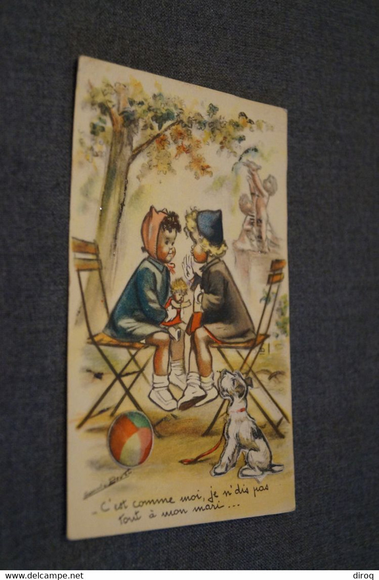 Germaine Bouret,RARE Gravure Sur Carte Avec Relièf,ancienne Carte Postale Pour Collection - Estampes & Gravures