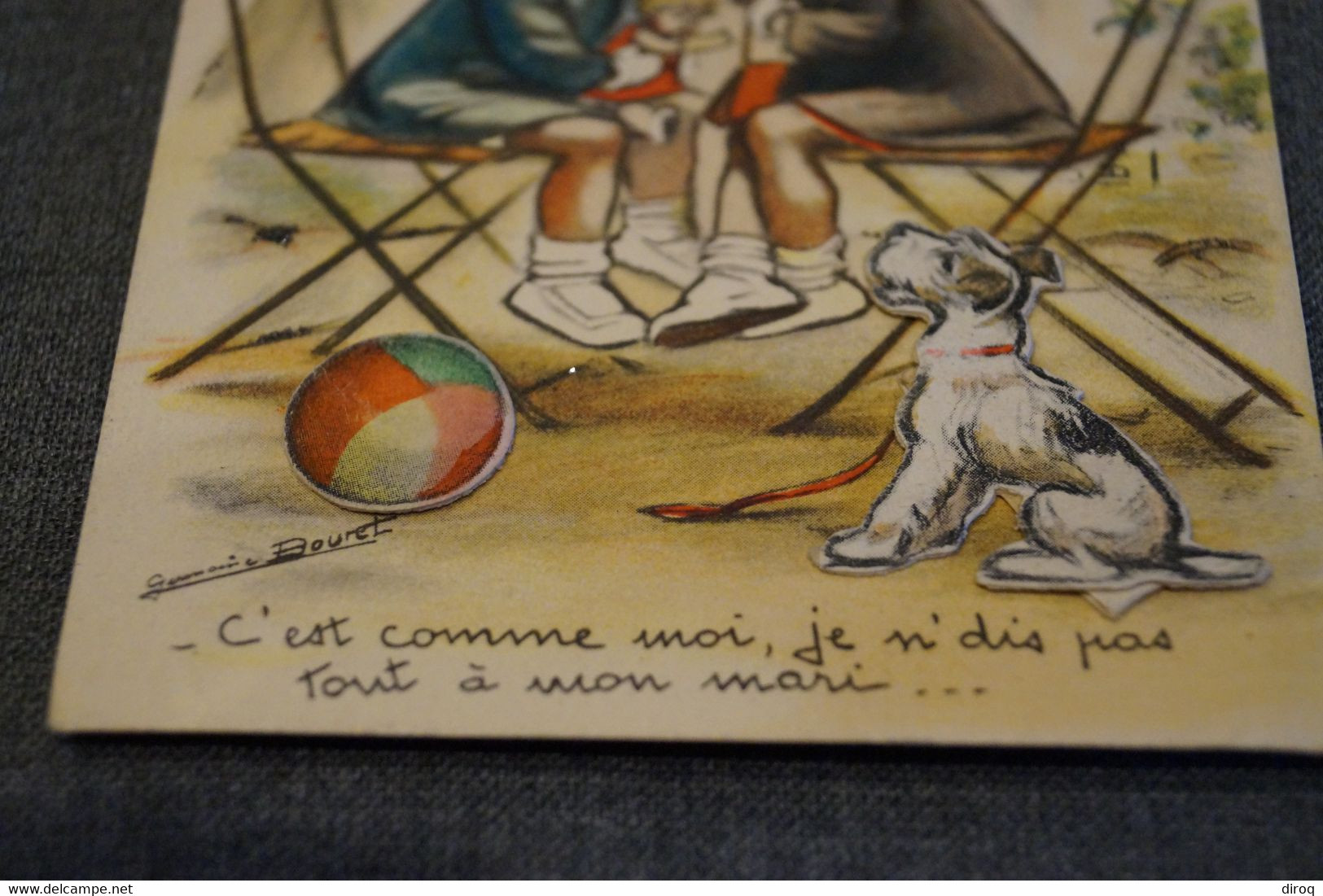 Germaine Bouret,RARE Gravure Sur Carte Avec Relièf,ancienne Carte Postale Pour Collection - Estampes & Gravures