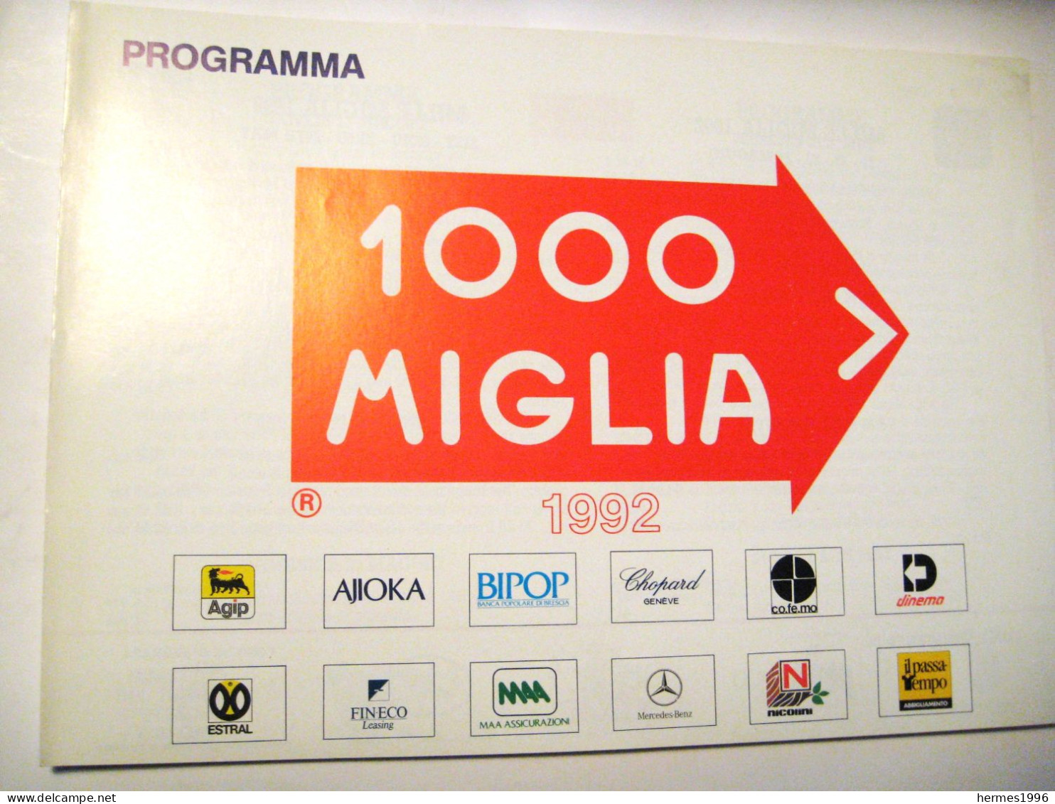 MILLE  MIGLIA    1992   PROGRAMMA - Other & Unclassified